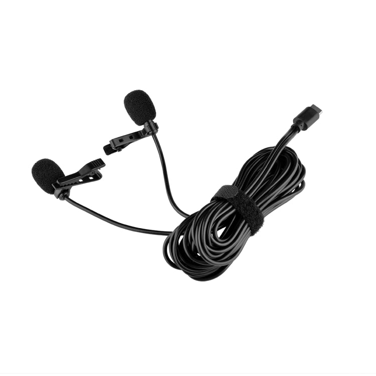 YELANGU MY3 Type-C Interface Live Broadcast Interview Mobile Phone Dual Clip Lavalier Microphone, Length: 2.5m, MY3