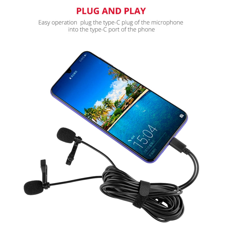 Microfono lavalier Type-C con doppia clip per Samsung