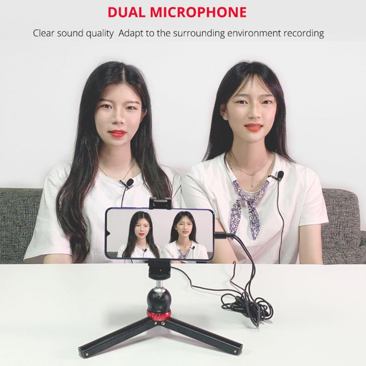 YELANGU MY3 Type-C Interface Live Broadcast Interview Mobile Phone Dual Clip Lavalier Microphone, Length: 2.5m, MY3