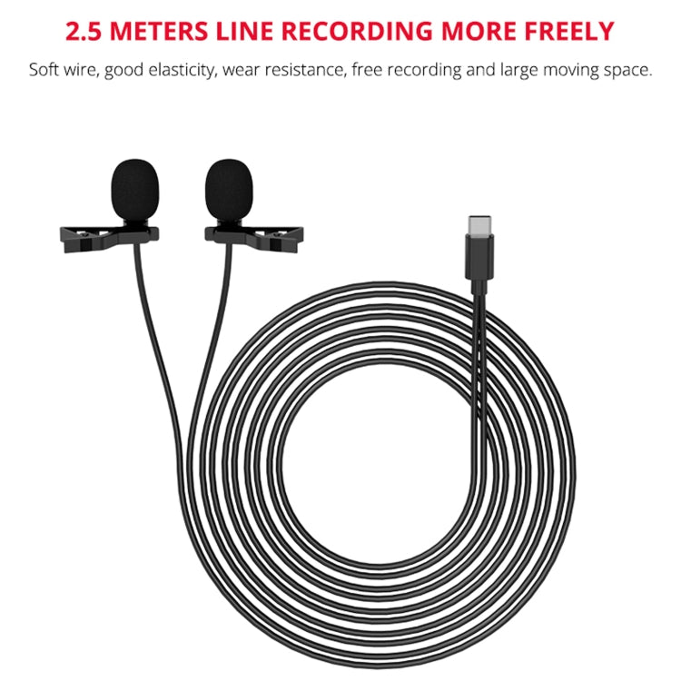 Microfono lavalier Type-C con doppia clip per Samsung