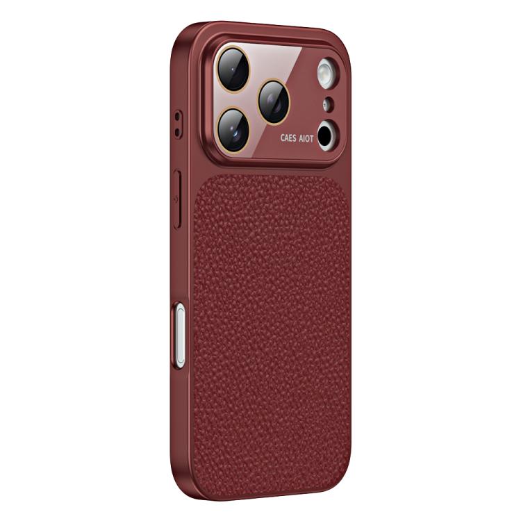 Custodia per telefono in TPU con texture litchi e pellicola protettiva per obiettivo., For iPhone 17 Pro, For iPhone 17