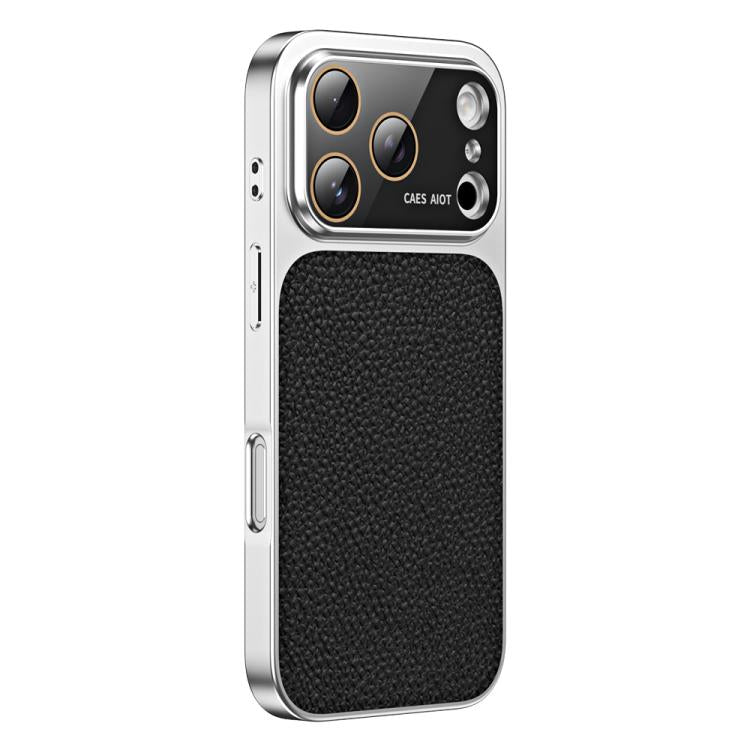 Custodia per telefono in TPU con texture litchi e pellicola protettiva per obiettivo., For iPhone 17 Pro, For iPhone 17