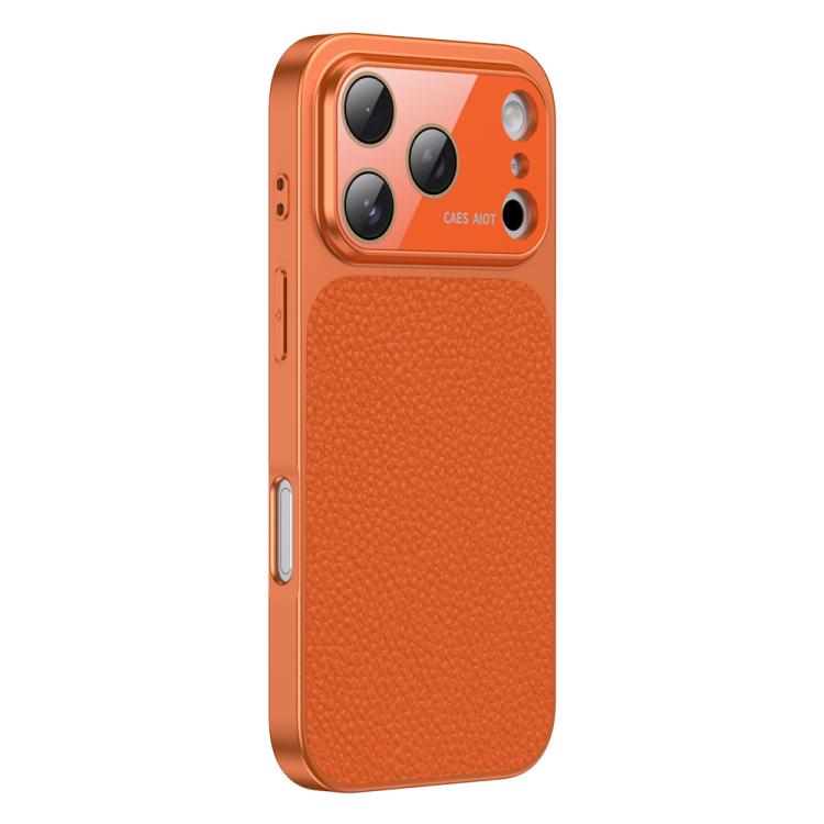 Custodia per telefono in TPU con texture litchi e pellicola protettiva per obiettivo., For iPhone 17 Pro, For iPhone 17
