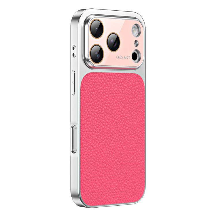 Custodia per telefono in TPU con texture litchi e pellicola protettiva per obiettivo., For iPhone 17 Pro, For iPhone 17