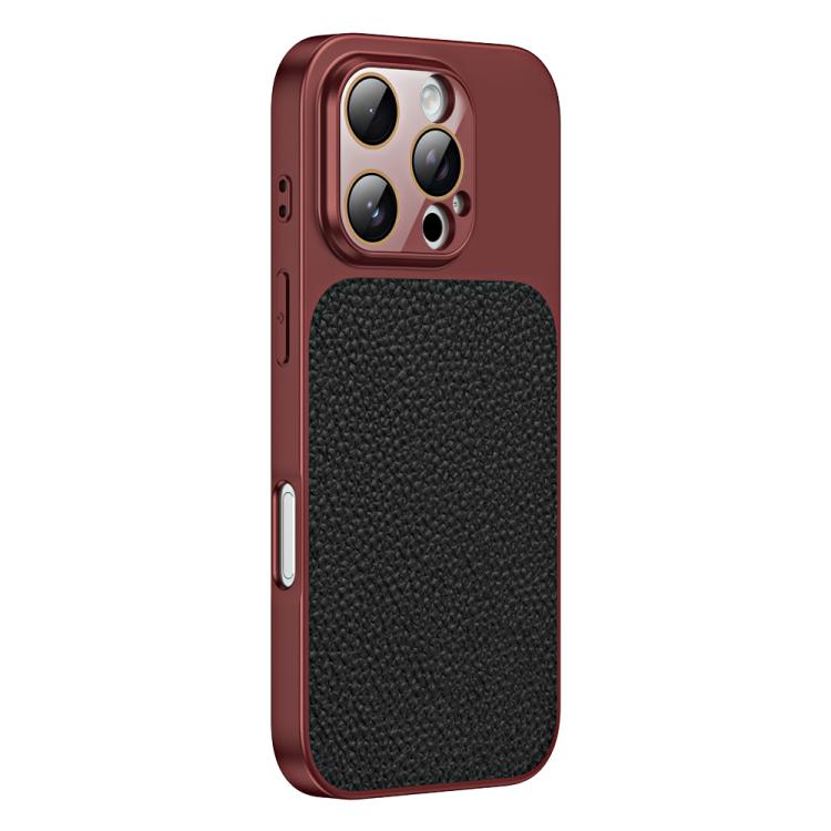 Custodia per telefono in TPU con texture litchi e pellicola protettiva per obiettivo., For iPhone 16 Pro, For iPhone 16 Plus