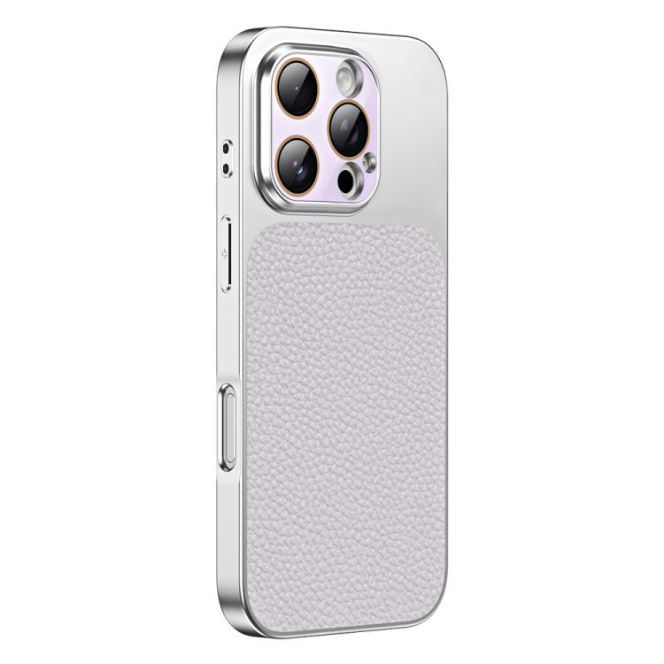 Custodia per telefono in TPU con texture litchi e pellicola protettiva per obiettivo., For iPhone 16 Pro, For iPhone 16 Plus