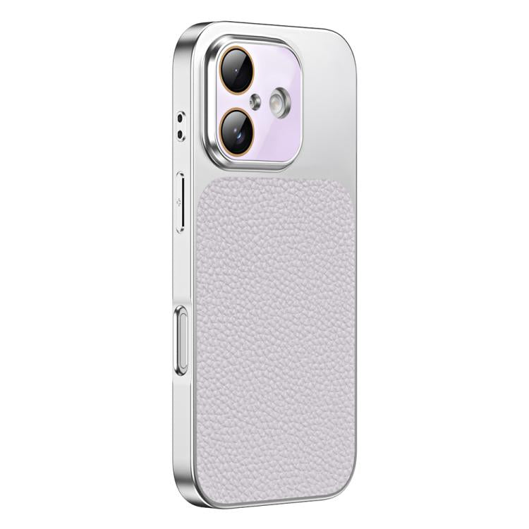 Custodia per telefono in TPU con texture litchi e pellicola protettiva per obiettivo., For iPhone 16 Pro, For iPhone 16 Plus