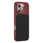 Custodia per telefono in TPU con texture litchi e pellicola protettiva per obiettivo., For iPhone 16, For iPhone 15 Pro Max