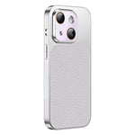 Custodia per telefono in TPU con texture litchi e pellicola protettiva per obiettivo., For iPhone 15, For iPhone 14 Plus