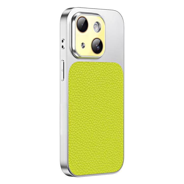 Custodia per telefono in TPU con texture litchi e pellicola protettiva per obiettivo., For iPhone 15, For iPhone 14 Plus