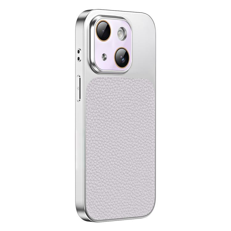 Custodia per telefono in TPU con texture litchi e pellicola protettiva per obiettivo., For iPhone 15, For iPhone 14 Plus