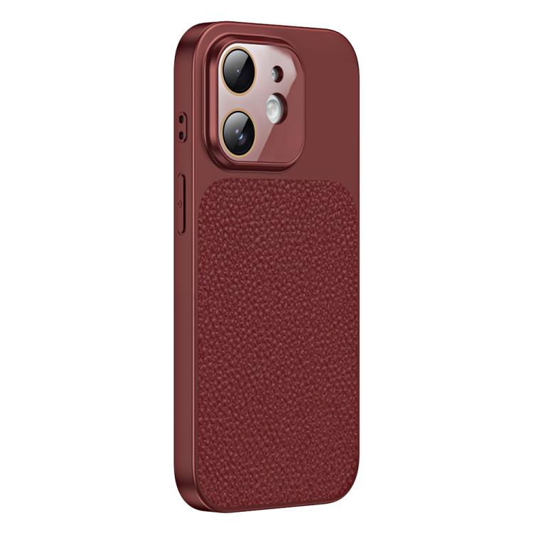 Custodia per telefono in TPU con texture litchi e pellicola protettiva per obiettivo., For iPhone 11