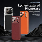 Custodia per telefono in TPU con texture litchi e pellicola protettiva per obiettivo., For iPhone 17 Pro, For iPhone 17