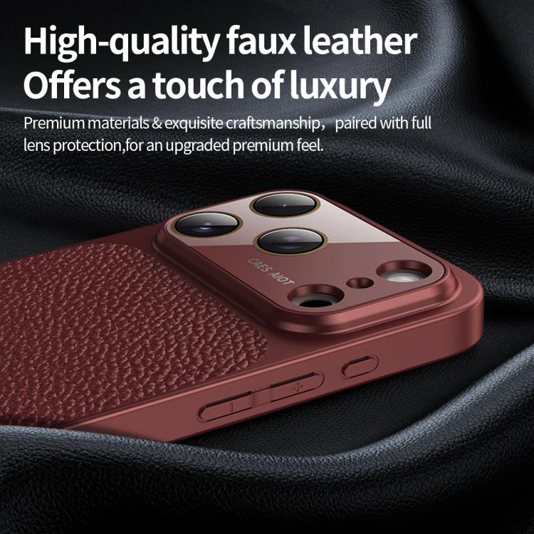 Custodia per telefono in TPU con texture litchi e pellicola protettiva per obiettivo., For iPhone 12, For iPhone 12 Pro Max