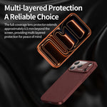 Custodia per telefono in TPU con texture litchi e pellicola protettiva per obiettivo., For iPhone 16, For iPhone 15 Pro Max
