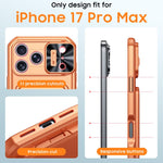 Custodia per telefono ibrida in PC e TPU con porta carte a ribalta e cover scorrevole per fotocamera., For iPhone 17 Pro Max, For iPhone 16 Pro Max, For iPhone 15 Pro Max