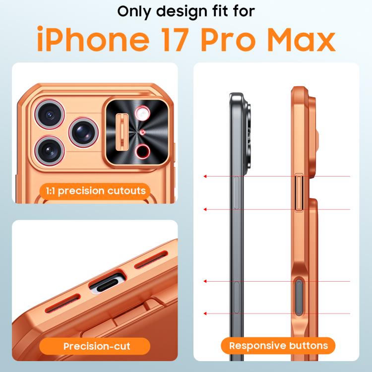 Custodia per telefono ibrida in PC e TPU con porta carte a ribalta e cover scorrevole per fotocamera., For iPhone 17 Pro Max, For iPhone 16 Pro Max, For iPhone 15 Pro Max