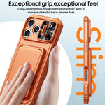 Custodia per telefono ibrida in PC e TPU con porta carte a ribalta e cover scorrevole per fotocamera., For iPhone 17 Pro Max, For iPhone 16 Pro Max, For iPhone 15 Pro Max