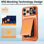 Custodia per telefono ibrida in PC e TPU con porta carte a ribalta e cover scorrevole per fotocamera., For iPhone 17 Pro Max, For iPhone 16 Pro Max, For iPhone 15 Pro Max