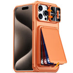 Custodia per telefono ibrida in PC e TPU con porta carte a ribalta e cover scorrevole per fotocamera., For iPhone 17 Pro Max, For iPhone 16 Pro Max, For iPhone 15 Pro Max