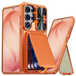 Custodia per telefono ibrida in PC e TPU con porta carte a ribalta e cover scorrevole per fotocamera., For Galaxy S26 Ultra 5G, For Galaxy S25 Ultra 5G, For Galaxy S24 Ultra 5G