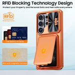 Custodia per telefono ibrida in PC e TPU con porta carte a ribalta e cover scorrevole per fotocamera., For Galaxy S26 Ultra 5G, For Galaxy S25 Ultra 5G, For Galaxy S24 Ultra 5G