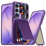 Custodia per telefono ibrida in PC e TPU con porta carte a ribalta e cover scorrevole per fotocamera., For Galaxy S26 Ultra 5G, For Galaxy S25 Ultra 5G, For Galaxy S24 Ultra 5G