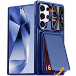 Custodia per telefono ibrida in PC e TPU con porta carte a ribalta e cover scorrevole per fotocamera., For Galaxy S26 Ultra 5G, For Galaxy S25 Ultra 5G, For Galaxy S24 Ultra 5G