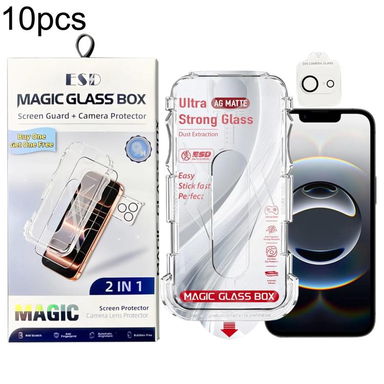 10 pezzi Pellicola protettiva in vetro temperato satinato antipolvere per scatola, facile da installare, con pellicola per lente, For iPhone 17e / 16e, For iPhone 17 Pro Max, For iPhone 17 Pro, For iPhone 17, For iPhone Air, For iPhone 16 Pro Max      ...