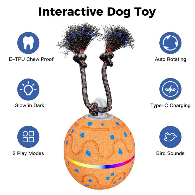 O21 Palla giocattolo intelligente automatica per addestramento cani con luci, suoni e corda, O21