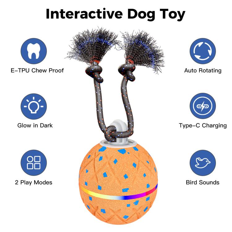 O22 Palla giocattolo intelligente automatica per addestramento cani con luci, suoni e corda, O22