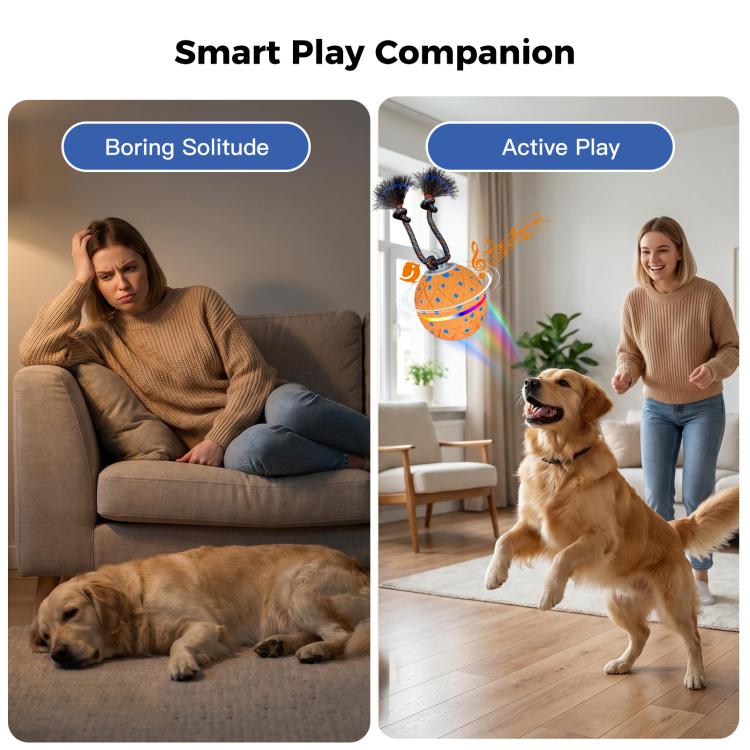 O22 Palla giocattolo intelligente automatica per addestramento cani con luci, suoni e corda, O22