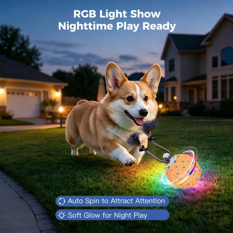 O22 Palla giocattolo intelligente automatica per addestramento cani con luci, suoni e corda, O22