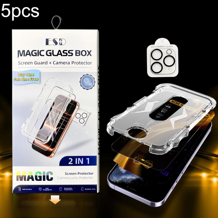 5 pezzi Pellicola protettiva in vetro temperato per la privacy a 360°, facile da installare, con lente inclusa., For iPhone 11 Pro, For iPhone X / XS, For iPhone XR, For iPhone XS Max