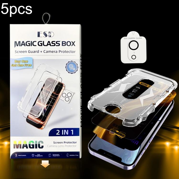 5 pezzi Pellicola protettiva in vetro temperato per la privacy a 360°, facile da installare, con lente inclusa., For iPhone 11 Pro, For iPhone X / XS, For iPhone XR, For iPhone XS Max