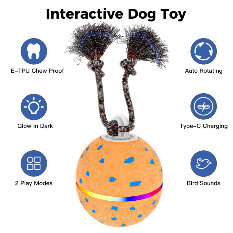 O23 Palla giocattolo automatica intelligente per addestramento cani con luci, suoni e corda, O23