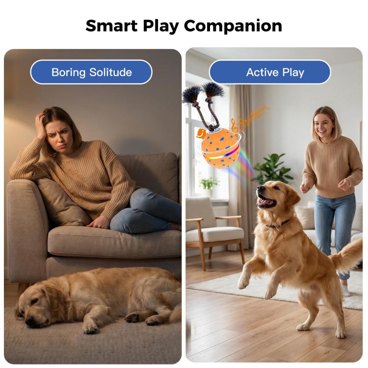 O23 Palla giocattolo automatica intelligente per addestramento cani con luci, suoni e corda, O23