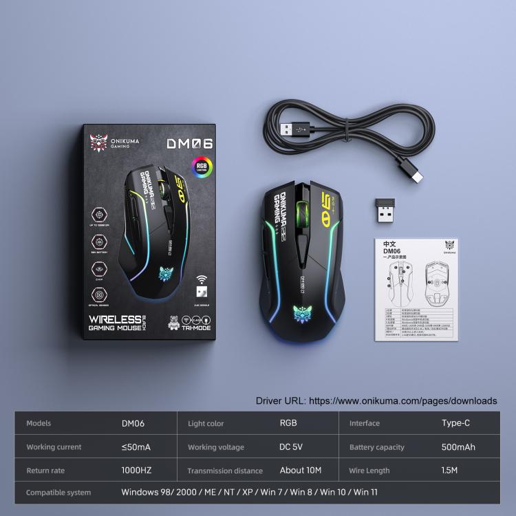 Mouse da gioco ONIKUMA DM06 RGB a tre modalità