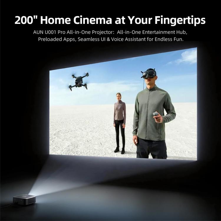 AUN U001 Pro 1080P 2050ANSI per Google TV con sistema operativo Android 14 Smart Projector, EU Plug, US Plug, UK Plug, AU Plug