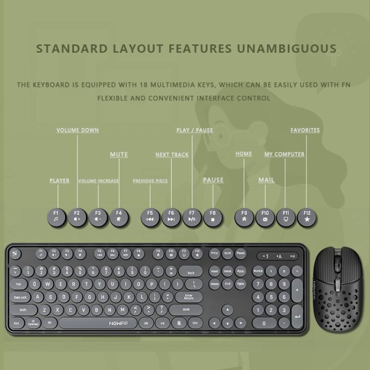 SHIPADOO EF128 2.4G 4800 DPI Wireless Keyboard Mouse Set, Solid Color Series