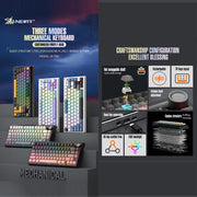 SHIPADOO JK750 Blue Switch RGB 79 Keys Three Modes Mechanical Keyboard