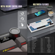 SHIPADOO JK750 Blue Switch RGB 79 Keys Three Modes Mechanical Keyboard