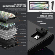 SHIPADOO JK750 Blue Switch RGB 79 Keys Three Modes Mechanical Keyboard