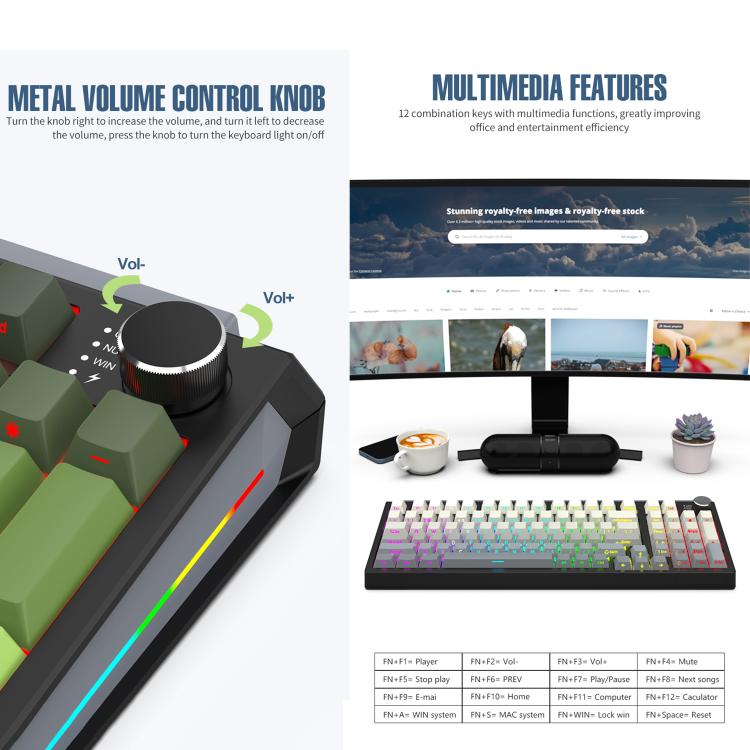 Tastiera meccanica SHIPADOO JK980 con switch blu RGB