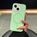 Custodia per telefono magnetica in silicone liquido con effetto pelle di gelato, con cerchi sottili., For iPhone 15, For iPhone 14