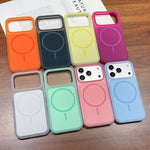 Custodia per telefono magnetica in silicone liquido con effetto pelle di gelato, con cerchi sottili., For iPhone 17, For iPhone 16 Pro Max
