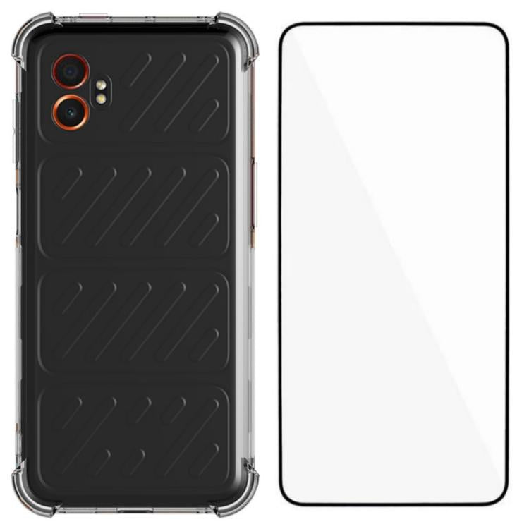 WANLONFENG Custodia per telefono in TPU trasparente antiurto a quattro angoli con pellicola protettiva per lo schermo, For Galaxy XCover7 Pro