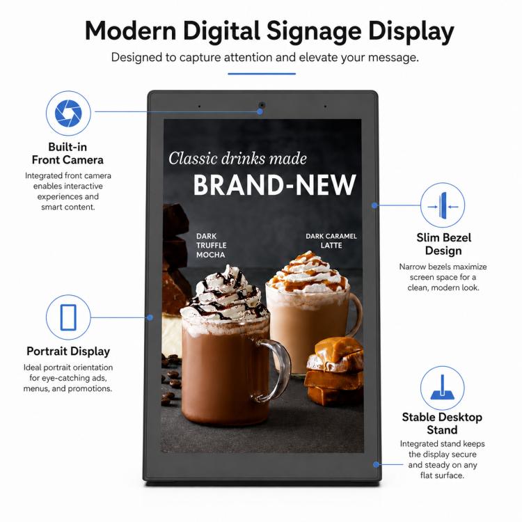 WL1039T Schermo verticale HD touchscreen per segnaletica digitale da 10,1 pollici, 4 GB + 64 GB, Android 14 RK3576S Quad Core, US Plug, EU Plug, UK Plug