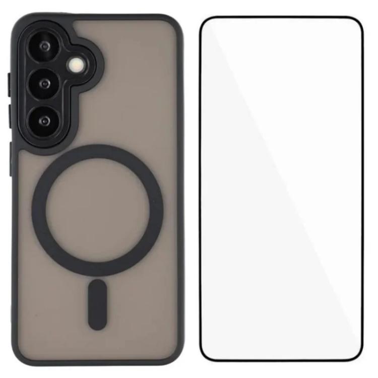 WANLONFENG Custodia per telefono ibrida in PC e TPU con magnete effetto pelle e protezione per lo schermo, For Galaxy S25 FE 5G, For Galaxy S25+ 5G, For Galaxy S25 5G, For Galaxy S25 Ultra 5G