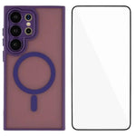WANLONFENG Custodia per telefono ibrida in PC e TPU con magnete effetto pelle e protezione per lo schermo, For Galaxy S23 Ultra 5G
